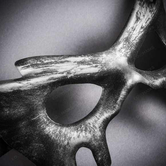 Devil Halloween Masquerade Eye Mask - Black Silver - Picture 5 of 5